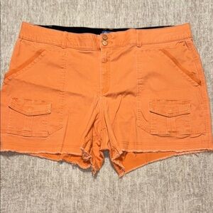 24W Democracy "Ab"solution orange cut off shorts plus size